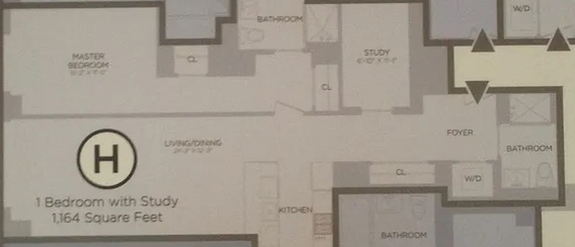 305 East 51st Street, #4H &mdash; floor plan, 1 bedroom with study, 1,164 square feet